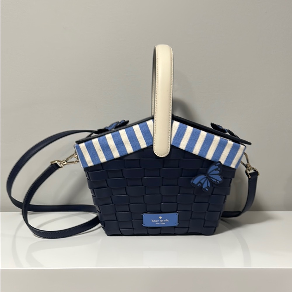 Kate Spade Blue and Cream Picnic Basket- Limited Edition